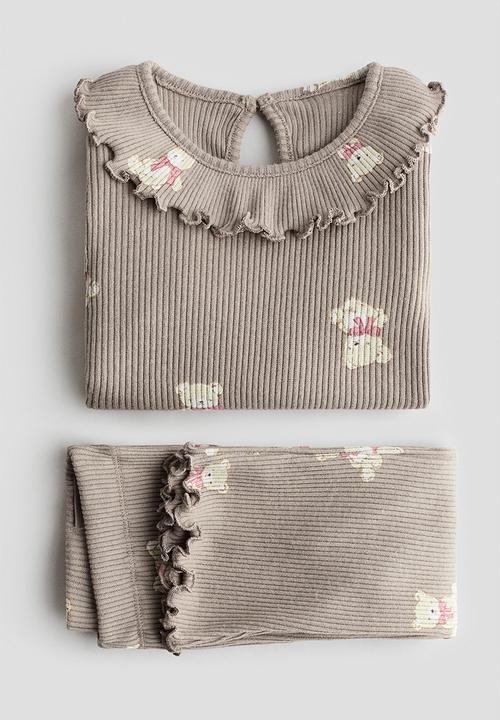 H&M - 2-Piece printed set - beige/teddy bears