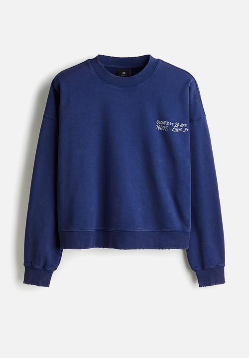 H&M - Oversized fit printed sweatshirt - dark blue/orchard st