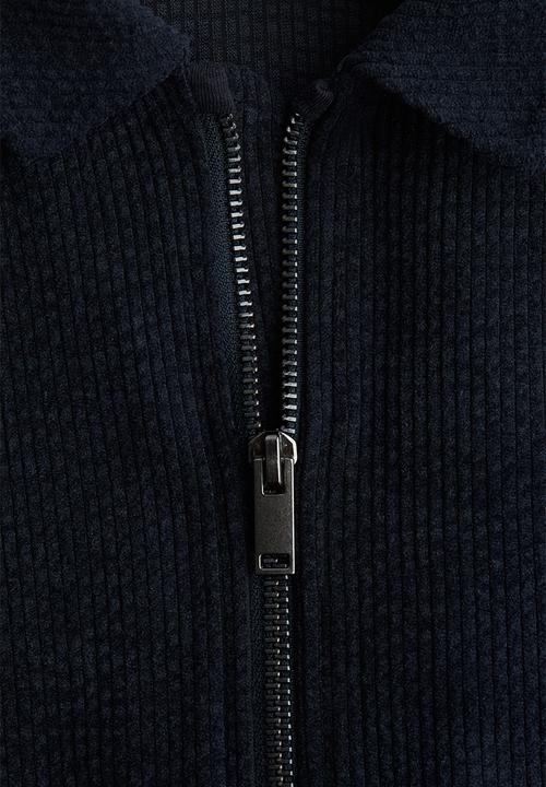 H&M - Ribbed velour shacket - navy blue