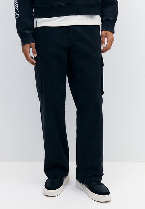 H&M - Relaxed fit cargo trousers - washed black