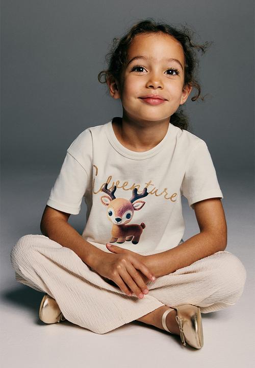 H&M - Printed cotton t-shirt - white/reindeer