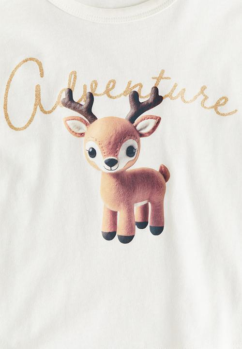 H&M - Printed cotton t-shirt - white/reindeer
