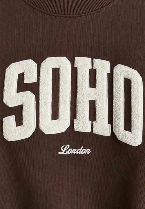 H&M - Motif-detail sweatshirt - dark brown/soho