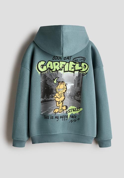 Print-motif hoodie - turquoise/garfield - 1333541001