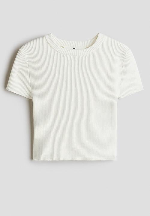 Short rib-knit top - white - 1315764001
