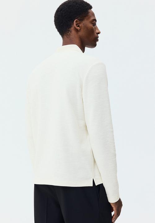 H&M - Slim fit long-sleeve polo shirt - cream