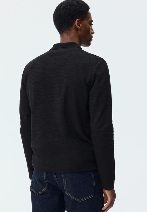H&M - Slim fit long-sleeve polo shirt - dark grey