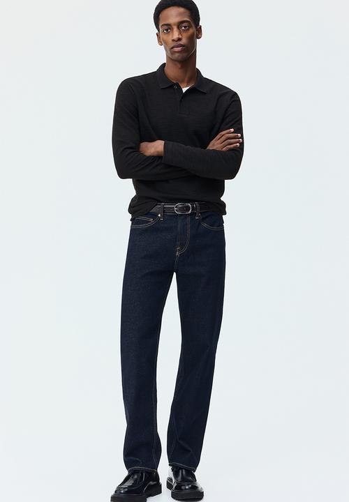 H&M - Slim fit long-sleeve polo shirt - dark grey