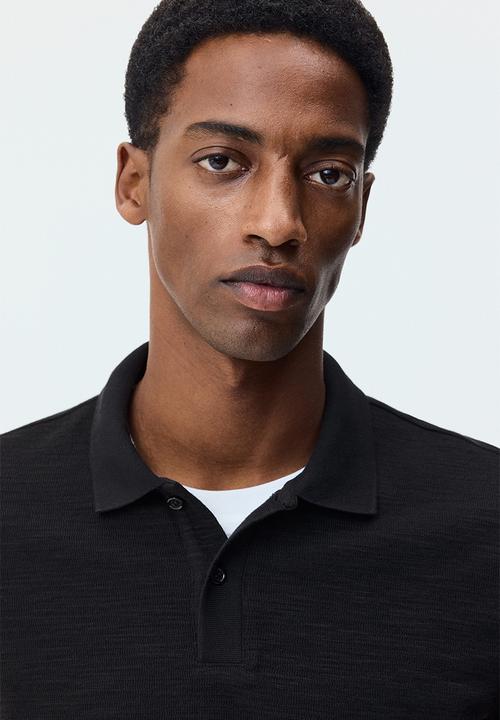 H&M - Slim fit long-sleeve polo shirt - dark grey