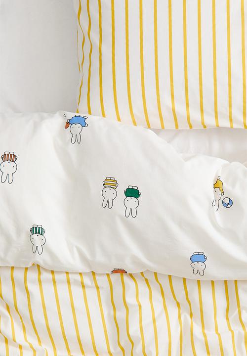 H&M - Printed single duvet cover set - white/miffy