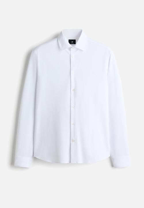 H&M - Four-way stretch slim fit shirt - white