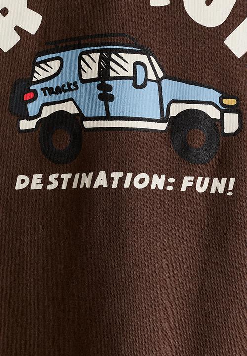 H&M - Printed long-sleeved t-shirt - dark brown/car cruise