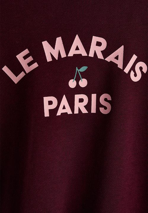 H&M - Printed sweatshirt - dark red/le marais