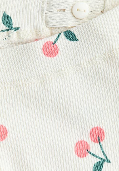 H&M - Printed cotton leggings - white/cherries