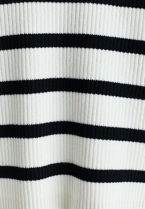 H&M - Rib-knit top - white/black striped