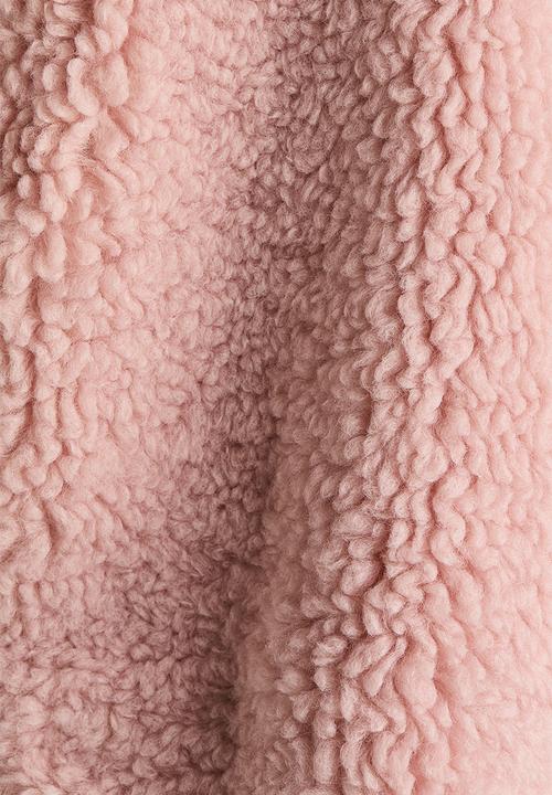 H&M - Hooded teddy jacket - light dusty pink