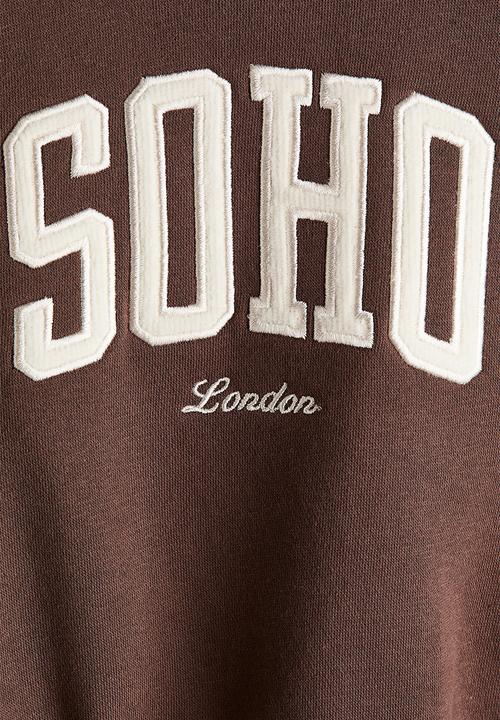 H&M - Motif-detail sweatshirt - brown/soho