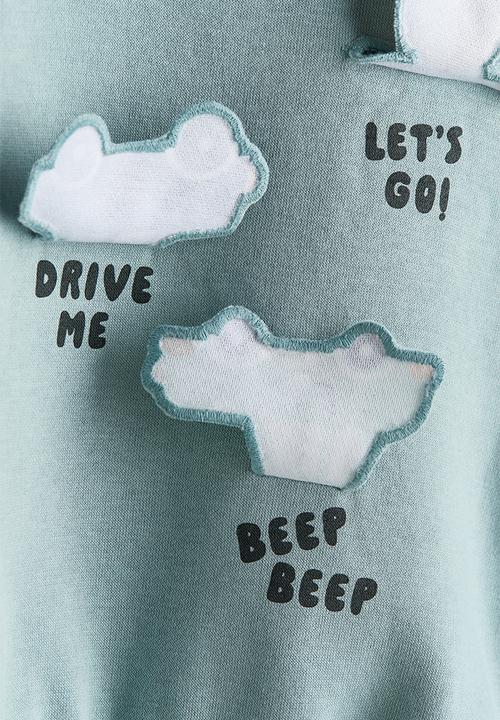 H&M - Motif-detail sweatshirt - turquoise/vehicles