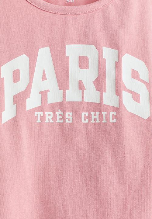 H&M - Printed long-sleeved top - light pink/paris