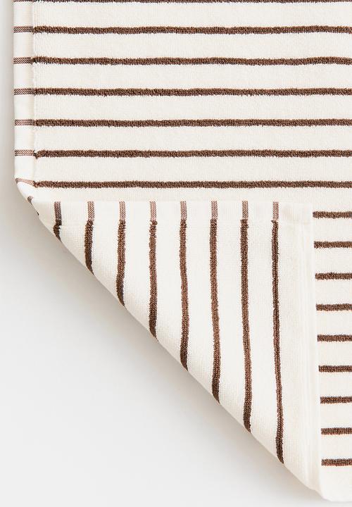 H&M - Cotton terry bath mat - white/brown striped