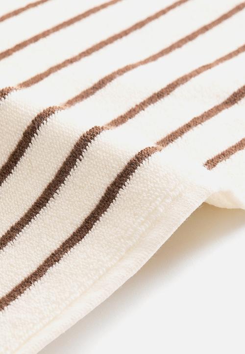 H&M - Cotton terry bath mat - white/brown striped