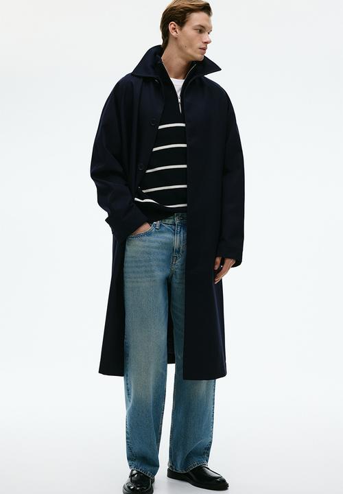 H&M - Regular fit zip-top jumper - navy blue/striped