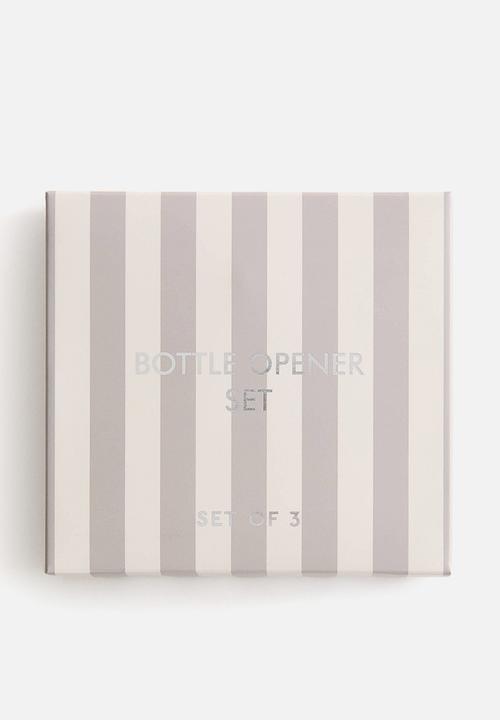 H&M - 3-piece marble bottle opener set - green/grey marbled