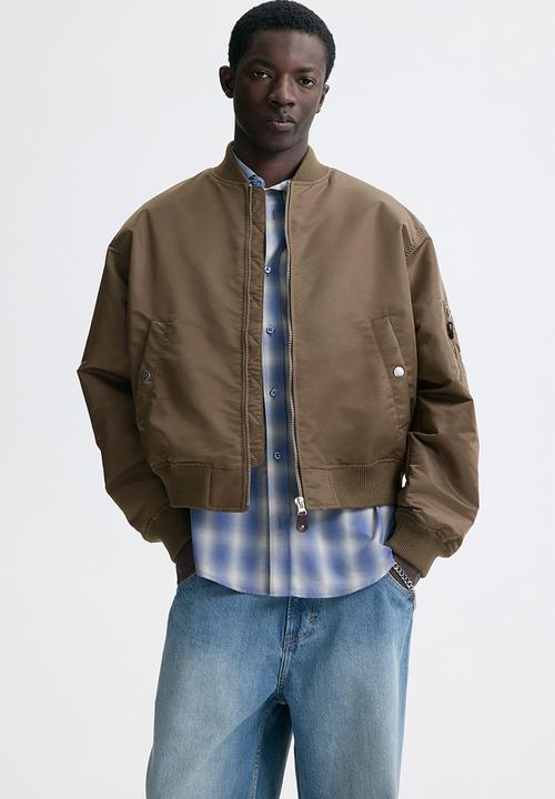 H&M - Padded nylon bomber jacket - khaki green