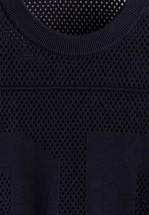 H&M - Relaxed fit boxy mesh T-shirt - navy blue
