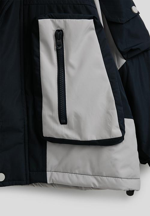 Pop Candy - Colour block puffer jacket - dark navy/grey