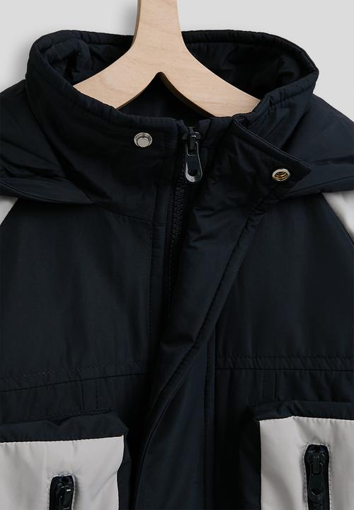 Pop Candy - Colour block puffer jacket - dark navy/grey