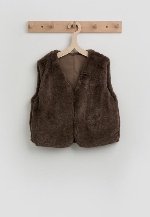 Pop Candy - Soft faux fur vest - coffee