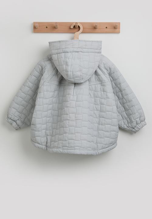 Pop Candy - Basketweave quilted hooded jacket - light grey