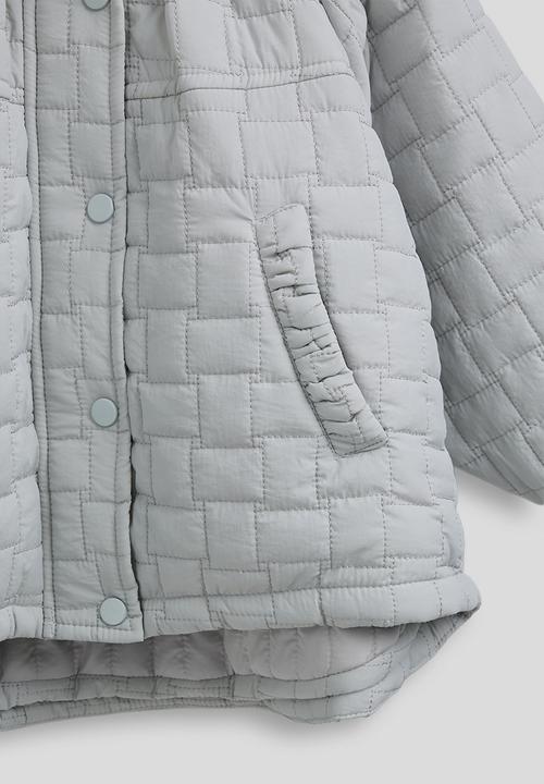 Pop Candy - Basketweave quilted hooded jacket - light grey