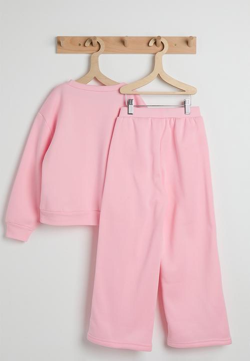 Pop Candy - Glitter heart sweatshirt with pin tuck sweatpants - pink