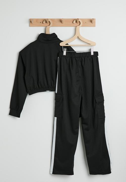 Pop Candy - Cropped zip-up jacket & cargo pants - black