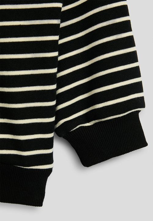 Pop Candy - Knit zip-up sweatshirt - black/cream stripe