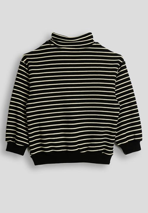 Pop Candy - Knit zip-up sweatshirt - black/cream stripe