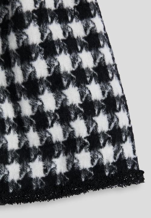 Pop Candy - Houndstooth printed wool-blend jacket and skirt - black