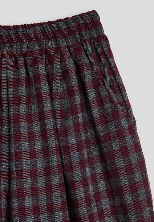 Pop Candy - Gingham peplum camisole & pants - maroon/grey