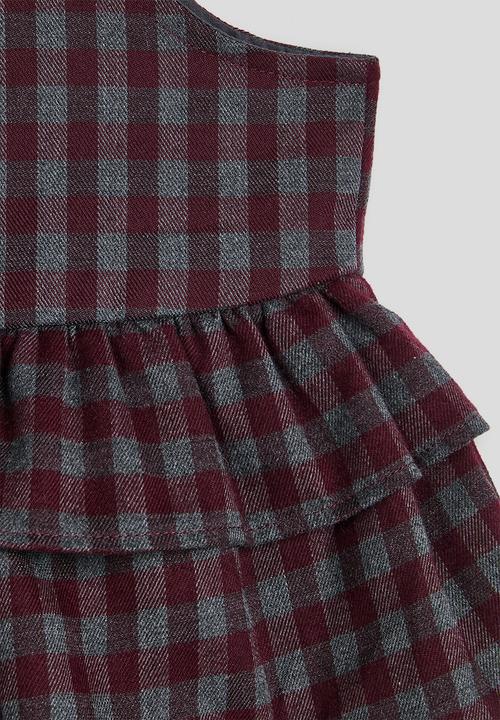 Pop Candy - Gingham peplum camisole & pants - maroon/grey