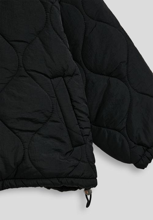Pop Candy - Onion quilted jacket with faux shearling collar - black/cream