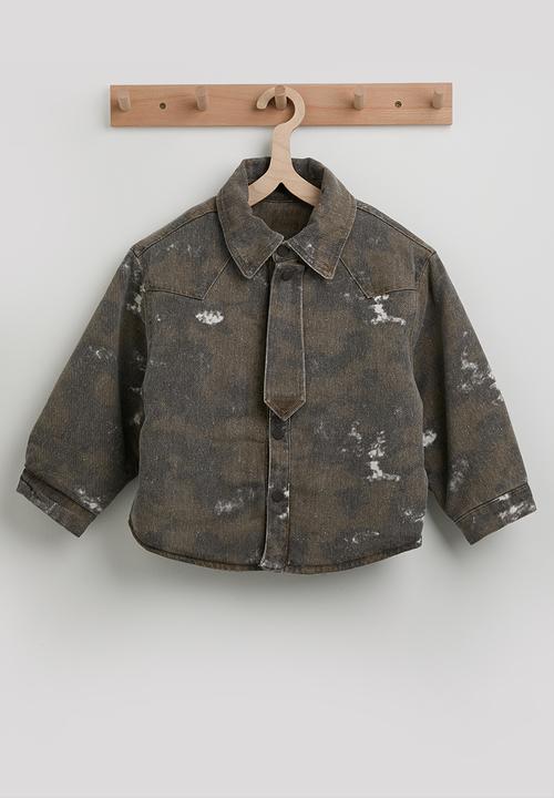 Pop Candy - Tie-dye printed denim overshirt - brown/grey/white