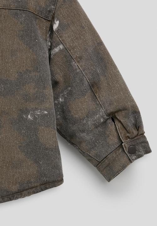Pop Candy - Tie-dye printed denim overshirt - brown/grey/white