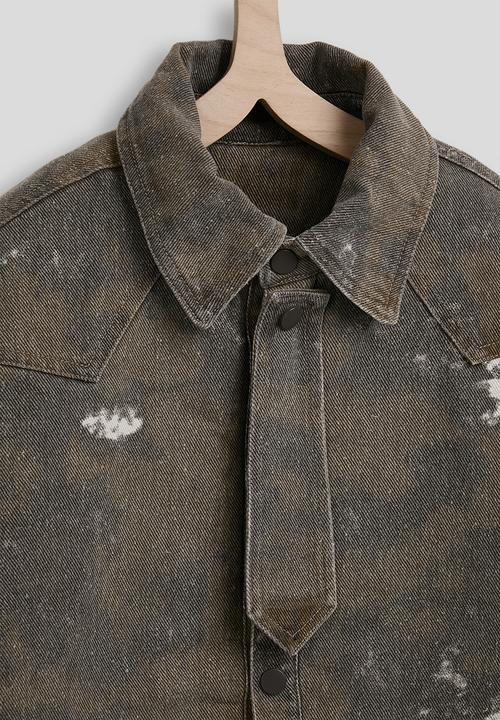 Pop Candy - Tie-dye printed denim overshirt - brown/grey/white
