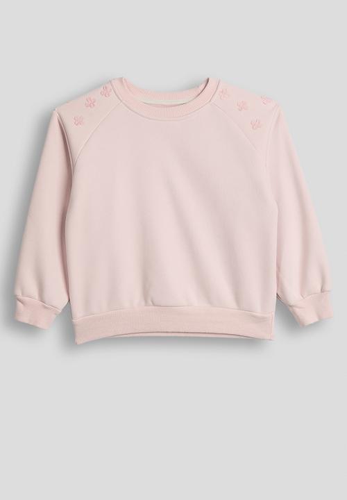 Pop Candy - Floral applique sweatshirt with drawstrings sweatpants - pale pink