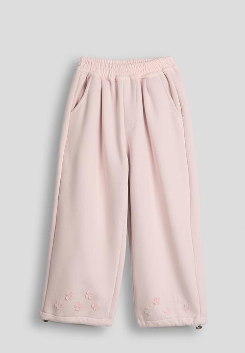 Pop Candy - Floral applique sweatshirt with drawstrings sweatpants - pale pink