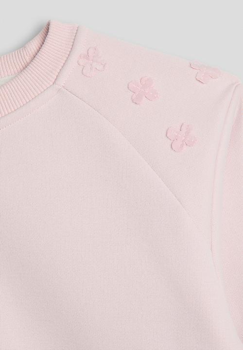 Pop Candy - Floral applique sweatshirt with drawstrings sweatpants - pale pink