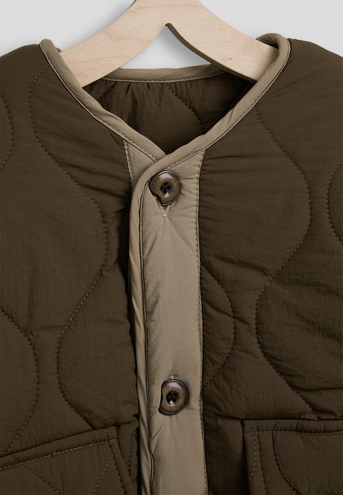 Pop Candy - Onion quilted collarless jacket - walnut brown