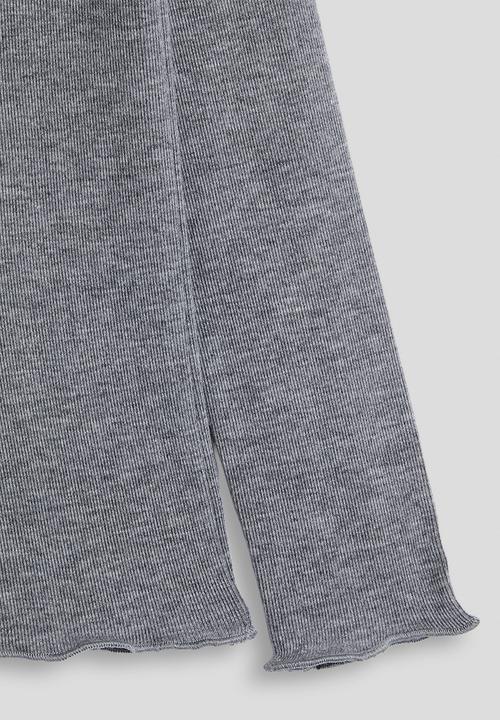 Pop Candy - Lettuce hem neckline top -  grey